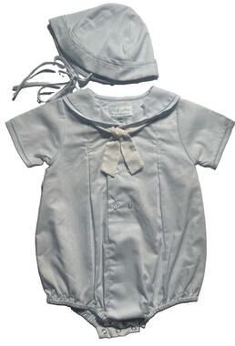 Petit Ami Baby Boy 3M Sailor Bubble Romper Bonnet Blue Nautical Anchor Outfit